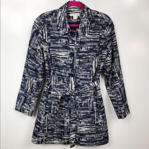 Coldwater Creek Jackets & Blazers - Coldwater Creek Pattern Trench Rain Coat Blue M